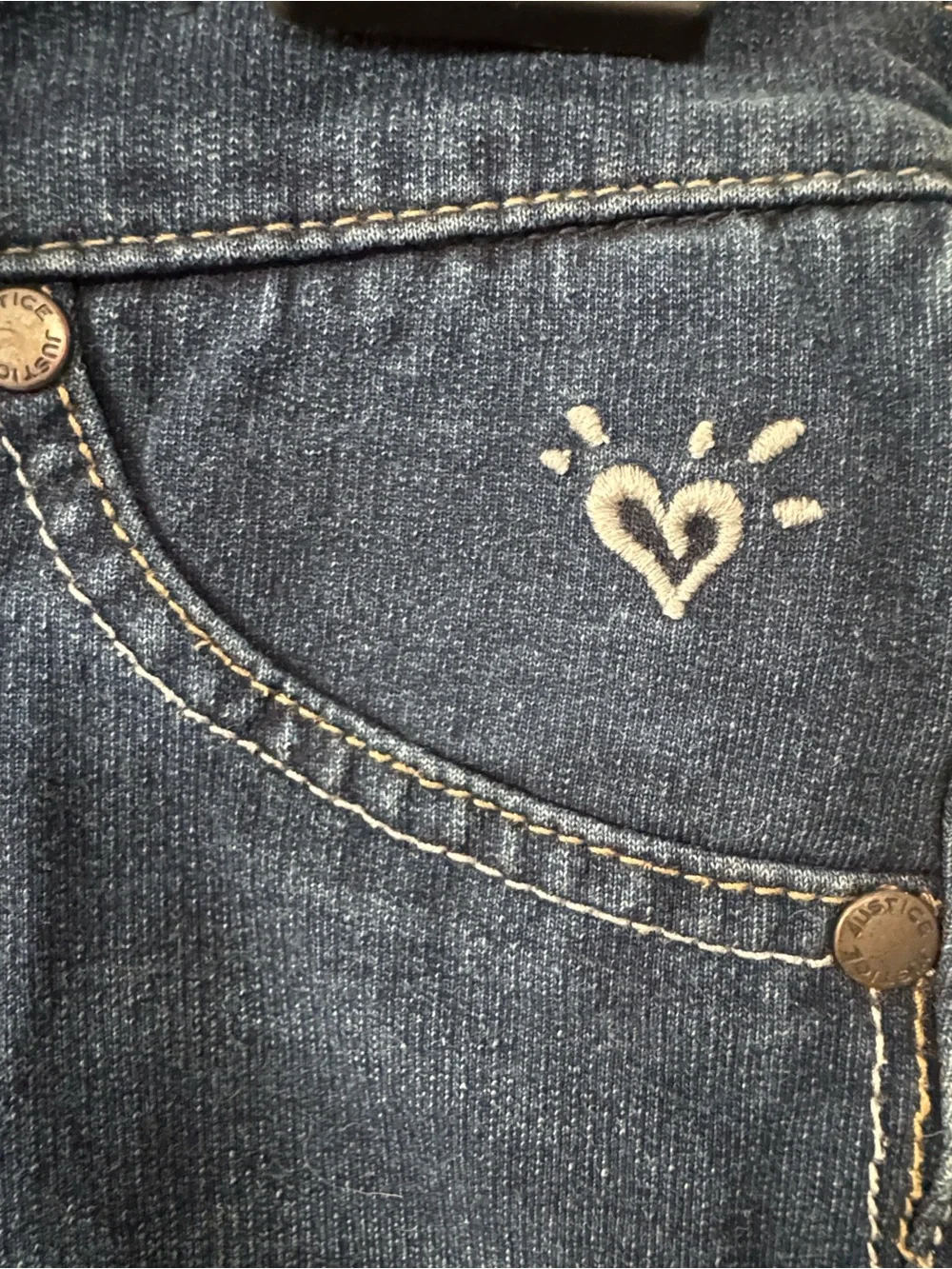 Justice Premium Denim Roll-Cuff Shorts with Heart Accent Size 12R Good Condition
